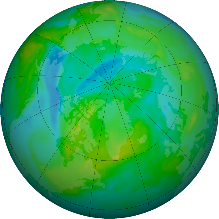 Arctic ozone map for 06 August 1997